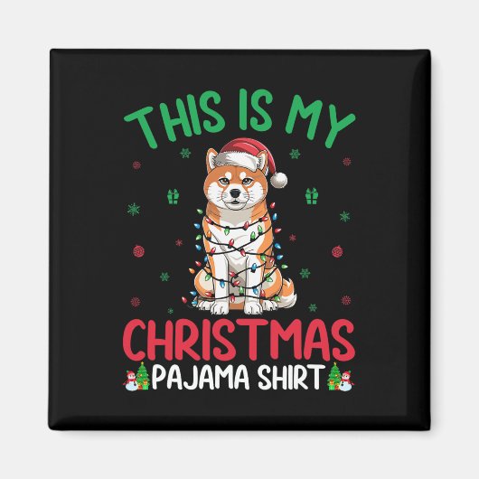 Lelijke kerstboom verlicht Santa Akita Inu Dog Ker Magneet (Voorkant)