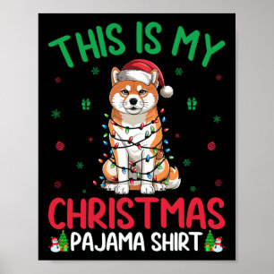 Lelijke kerstboom verlicht Santa Akita Inu Dog Ker Poster
