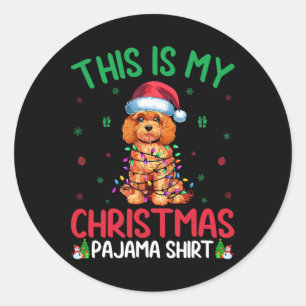 Lelijke kerstboom verlicht Santa Apollo Dog Christ Ronde Sticker