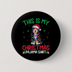 Lelijke kerstboom verlicht Santa Bernedoodle Dog C Ronde Button 5,7 Cm
