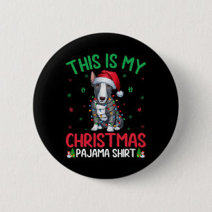 Lelijke kerstboom verlicht Santa Bull Terrier Dog Ronde Button 5,7 Cm