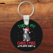 Lelijke kerstboom verlicht Santa Bull Terrier Dog Sleutelhanger (Voorkant)