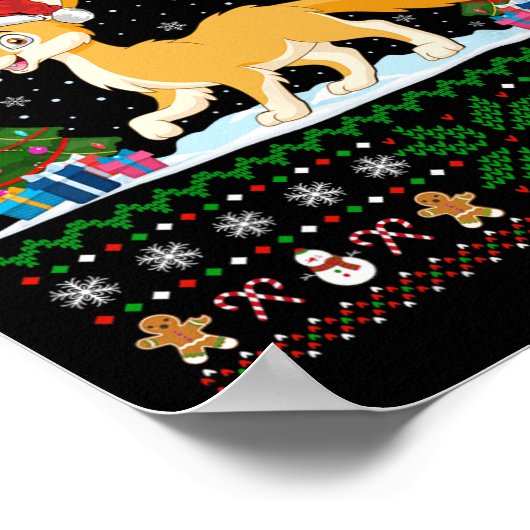 Lelijke kerstboom Verlicht Santa Hat Fennec Fox Ke Poster (Hoek)