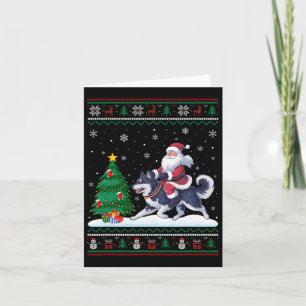 Lelijke kerstboom verlichting Santa Riding Alaskan Kaart