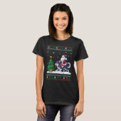 Lelijke kerstboom verlichting Santa Riding Alaskan T-shirt (Voorkant volledig)
