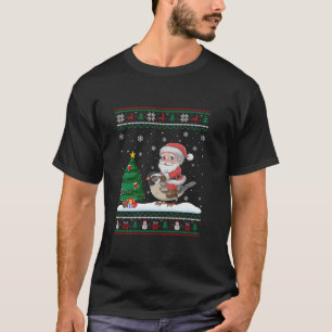 Lelijke kerstboomlichten Kerstman rijden sparr T-shirt