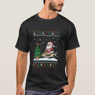 Lelijke kerstboomlichten Kerstman Rijden Tilap T-shirt