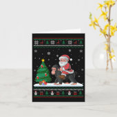 Lelijke kerstboomlichten Kerstman Rijdende Aap Kaart (Gele Bloem)