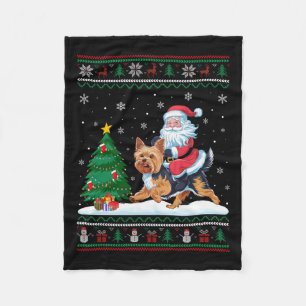 Lelijke kerstboomverlichting Kerstman Riding Yorki Fleece Deken