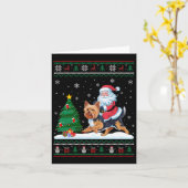 Lelijke kerstboomverlichting Kerstman Riding Yorki Kaart (Gele Bloem)