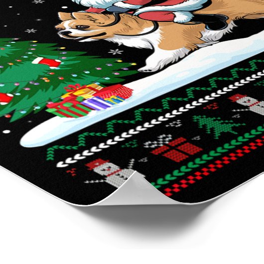 Lelijke kerstboomverlichting Kerstman rijden Lhasa Poster (Hoek)