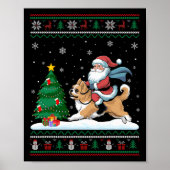 Lelijke kerstboomverlichting Kerstman rijden Lhasa Poster (Voorkant)