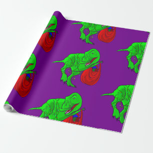 Lelijke kerstdinosaurus Tyrannosaurus Rex Cadeaupapier