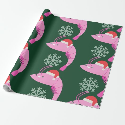 lelijke kerstgarnalen kerstsneeuwvlok cadeaupapier (Uitgerold)