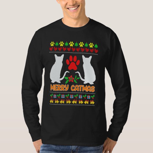 Lelijke Kerstkatten T-shirt (Voorkant)
