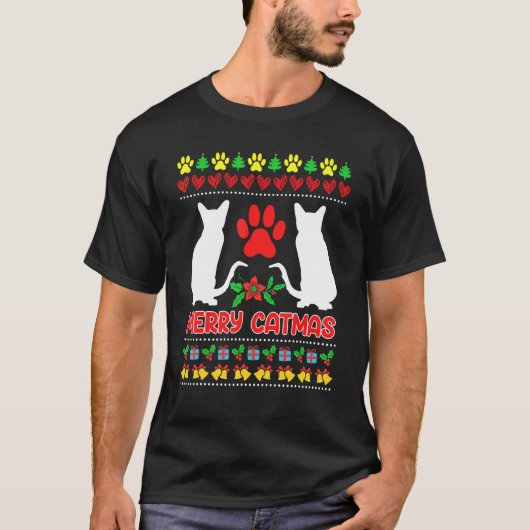 Lelijke Kerstkatten T-shirt (Voorkant)