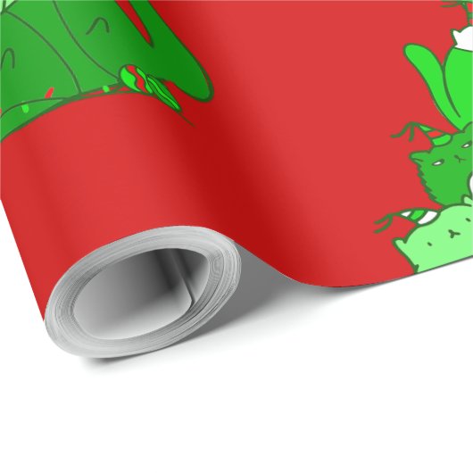 Lelijke kerstkattenboom feestelijk cadeaupapier (Rol Hoek)