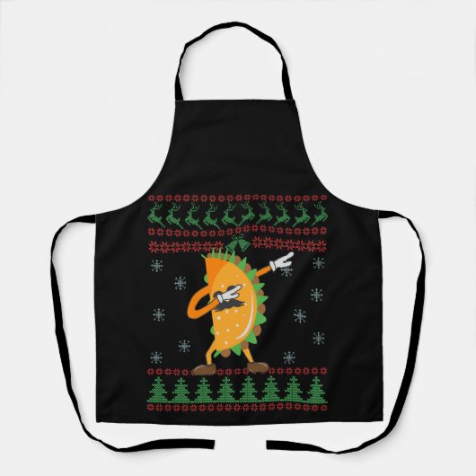 Lelijke kerstkeuken Funny Dabbing Taco Gift Schort (Voorkant)