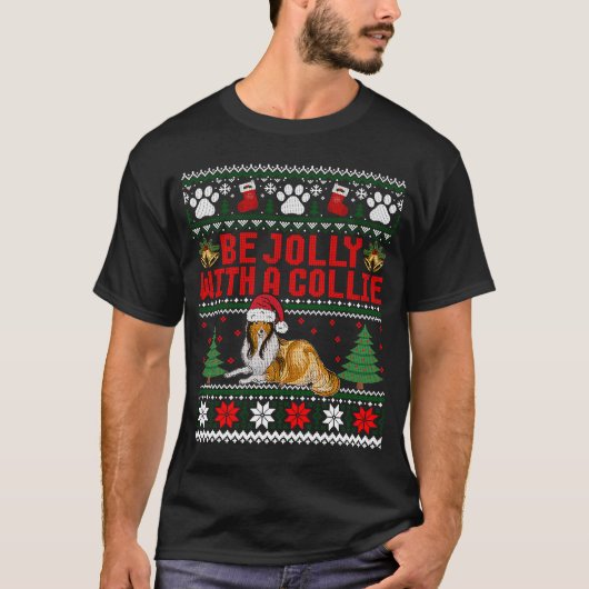 Lelijke kerstkeuken met een rustige collie t-shirt (Voorkant)