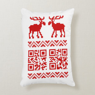Lelijke kerstkeuken QR Code Happy Nieuwjaar! Accent Kussen