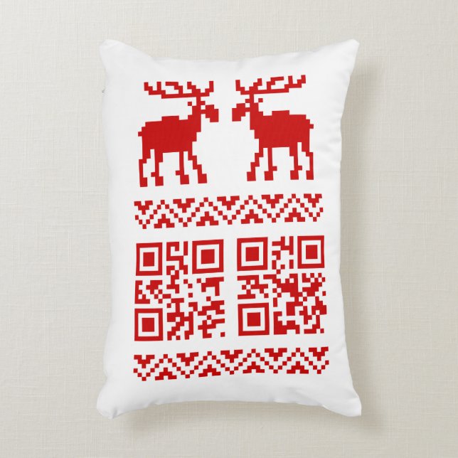 Lelijke kerstkeuken QR Code Happy Nieuwjaar! Accent Kussen (Voorkant(Verticaal))