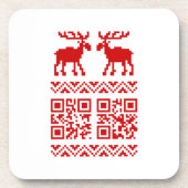 Lelijke kerstkeuken QR Code Happy Nieuwjaar! Bier Onderzetter (Voorkant)