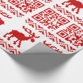 Lelijke kerstkeuken QR Code Happy Nieuwjaar! Cadeaupapier (Hoek)