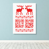 Lelijke kerstkeuken QR Code Happy Nieuwjaar! Canvas Afdruk (Insitu (Houten vloer))