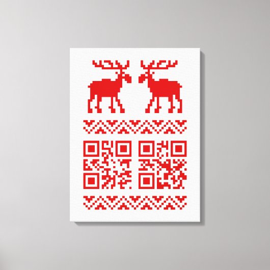 Lelijke kerstkeuken QR Code Happy Nieuwjaar! Canvas Afdruk (Voorkant)