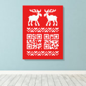Lelijke kerstkeuken QR Code Happy Nieuwjaar! Canvas Afdruk (Insitu (Houten vloer))