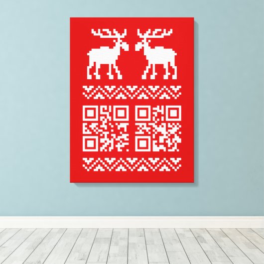 Lelijke kerstkeuken QR Code Happy Nieuwjaar! Canvas Afdruk (Insitu (Houten vloer))