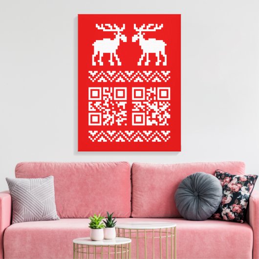 Lelijke kerstkeuken QR Code Happy Nieuwjaar! Canvas Afdruk (Insitu (Woonkamer))