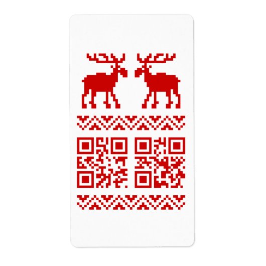 Lelijke kerstkeuken QR Code Happy Nieuwjaar! Etiket (Voorkant)