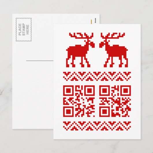 Lelijke kerstkeuken QR Code Happy Nieuwjaar! Feestdagenkaart (Voorkant / Achterkant)