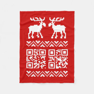 Lelijke kerstkeuken QR Code Happy Nieuwjaar! Fleece Deken