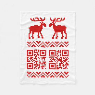 Lelijke kerstkeuken QR Code Happy Nieuwjaar! Fleece Deken
