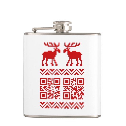 Lelijke kerstkeuken QR Code Happy Nieuwjaar! Heupfles (Voorkant)