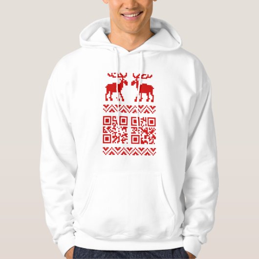 Lelijke kerstkeuken QR Code Happy Nieuwjaar! Hoodie (Voorkant)