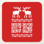 Lelijke kerstkeuken QR Code Happy Nieuwjaar! Kartonnen Onderzetters (Voorkant)