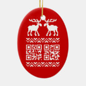 Lelijke kerstkeuken QR Code Happy Nieuwjaar! Keramisch Ornament (Achterkant)