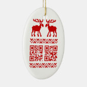 Lelijke kerstkeuken QR Code Happy Nieuwjaar! Keramisch Ornament (Rechts)