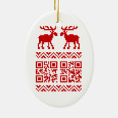 Lelijke kerstkeuken QR Code Happy Nieuwjaar! Keramisch Ornament (Achterkant)