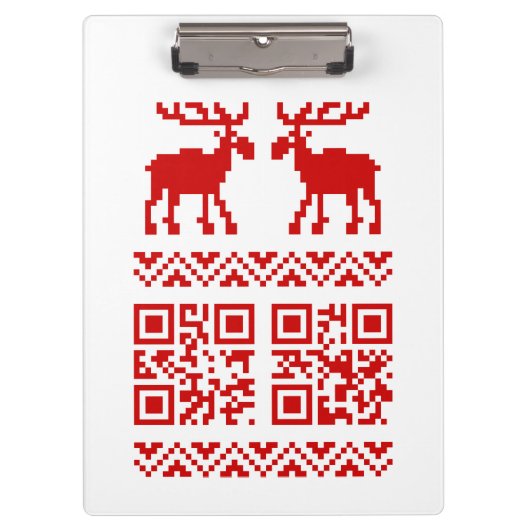 Lelijke kerstkeuken QR Code Happy Nieuwjaar! Klembord (Voorkant)