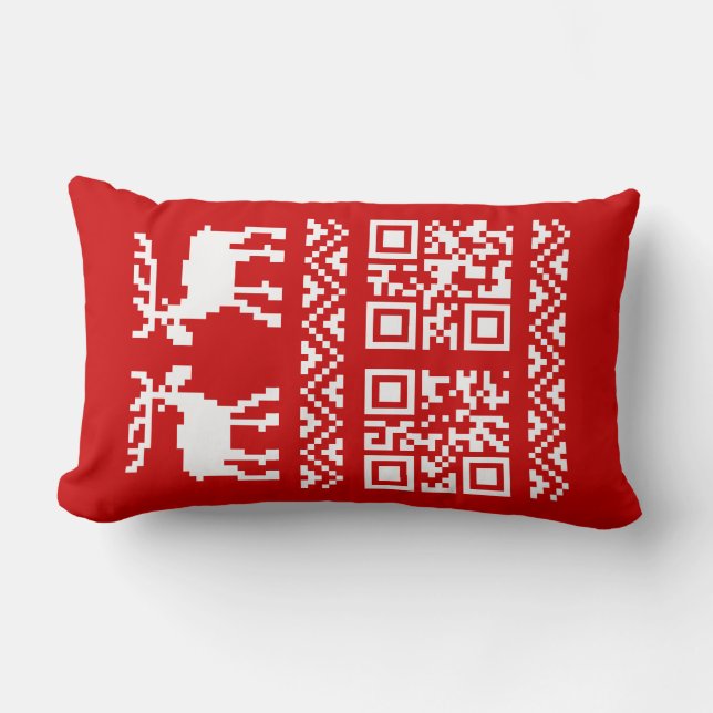 Lelijke kerstkeuken QR Code Happy Nieuwjaar! Kussen (Voorkant)