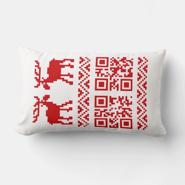 Lelijke kerstkeuken QR Code Happy Nieuwjaar! Kussen (Voorkant)