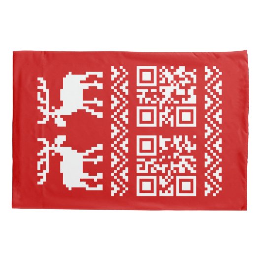 Lelijke kerstkeuken QR Code Happy Nieuwjaar! Kussensloop (Achterkant-Links)