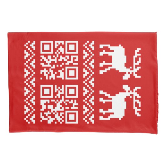 Lelijke kerstkeuken QR Code Happy Nieuwjaar! Kussensloop (Voorkant-Links)