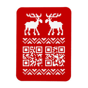 Lelijke kerstkeuken QR Code Happy Nieuwjaar! Magneet