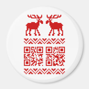 Lelijke kerstkeuken QR Code Happy Nieuwjaar! Magneet