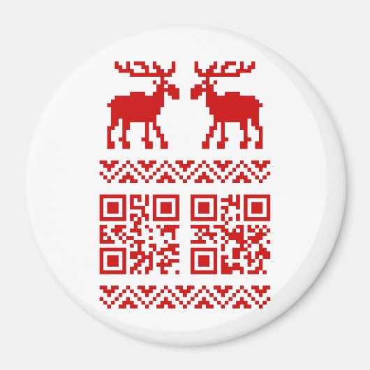 Lelijke kerstkeuken QR Code Happy Nieuwjaar! Magneet (Voorkant)